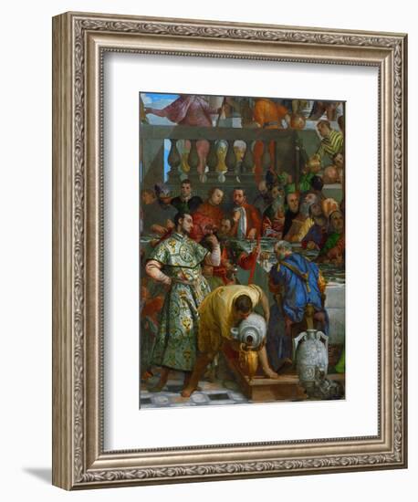 The Wedding at Cana, Servants Pouring the Water, Miraculously Changed into Wine-Paolo Veronese-Framed Giclee Print