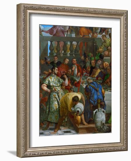 The Wedding at Cana, Servants Pouring the Water, Miraculously Changed into Wine-Paolo Veronese-Framed Giclee Print