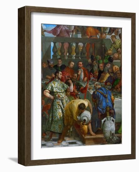 The Wedding at Cana, Servants Pouring the Water, Miraculously Changed into Wine-Paolo Veronese-Framed Giclee Print