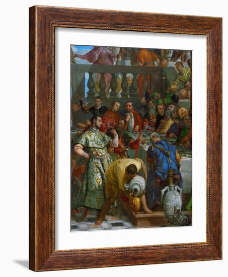 The Wedding at Cana, Servants Pouring the Water, Miraculously Changed into Wine-Paolo Veronese-Framed Giclee Print