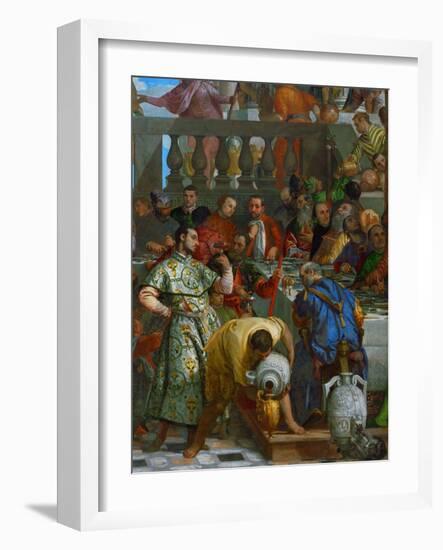 The Wedding at Cana, Servants Pouring the Water, Miraculously Changed into Wine-Paolo Veronese-Framed Giclee Print