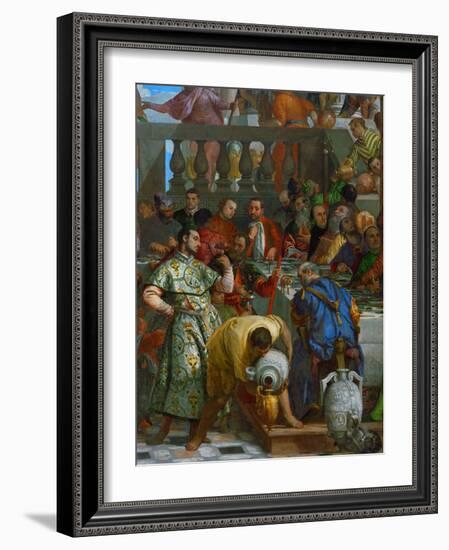 The Wedding at Cana, Servants Pouring the Water, Miraculously Changed into Wine-Paolo Veronese-Framed Giclee Print