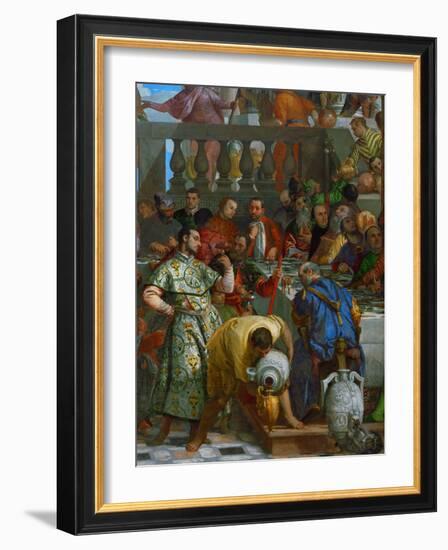 The Wedding at Cana, Servants Pouring the Water, Miraculously Changed into Wine-Paolo Veronese-Framed Giclee Print