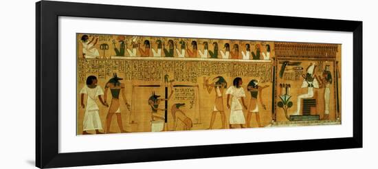 The Weighing of the Heart Against Maat's Feather of Truth, New Kingdom, circa 1275 BC (Papyrus)-null-Framed Giclee Print