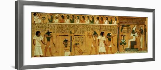 The Weighing of the Heart Against Maat's Feather of Truth, New Kingdom, circa 1275 BC (Papyrus)-null-Framed Giclee Print