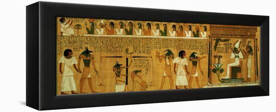 The Weighing of the Heart Against Maat's Feather of Truth, New Kingdom, circa 1275 BC (Papyrus)-null-Framed Premier Image Canvas