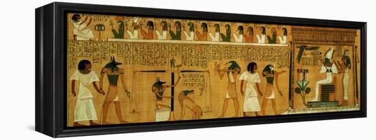 The Weighing of the Heart Against Maat's Feather of Truth, New Kingdom, circa 1275 BC (Papyrus)-null-Framed Premier Image Canvas