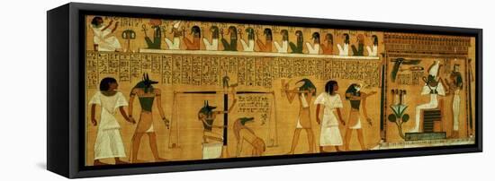 The Weighing of the Heart Against Maat's Feather of Truth, New Kingdom, circa 1275 BC (Papyrus)-null-Framed Premier Image Canvas