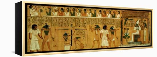 The Weighing of the Heart Against Maat's Feather of Truth, New Kingdom, circa 1275 BC (Papyrus)-null-Framed Premier Image Canvas