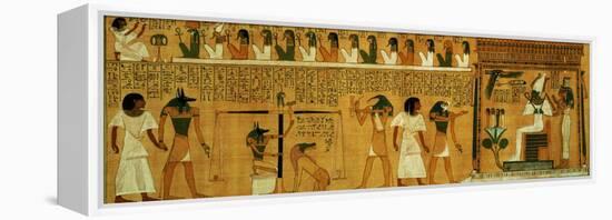 The Weighing of the Heart Against Maat's Feather of Truth, New Kingdom, circa 1275 BC (Papyrus)-null-Framed Premier Image Canvas