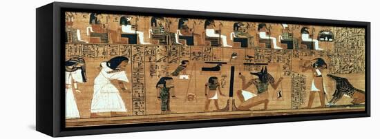 The Weighing of the Heart Against the Feather of Truth, circa 1250 BC (Painted Papyrus)-null-Framed Premier Image Canvas
