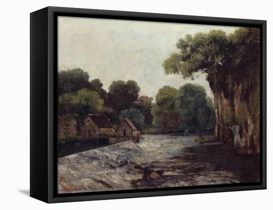 The Weir at the Mill, 1866-Gustave Courbet-Framed Premier Image Canvas