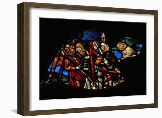 The West Rose Window Depicting a Scene from the Book of Revelation: Four Angels of the Euphrates…-French School-Framed Giclee Print