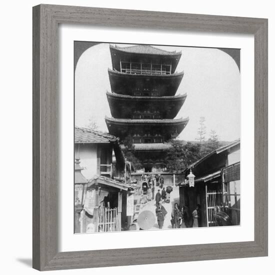 The West Side of the Five-Storey Yasaka Pagoda, Kyoto, Japan, 1904-Underwood & Underwood-Framed Photographic Print