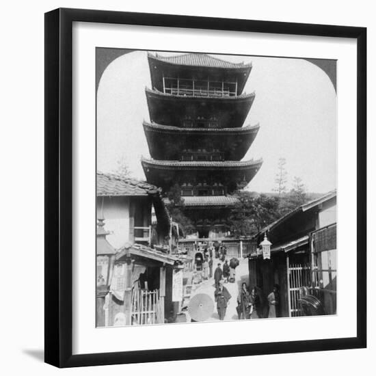 The West Side of the Five-Storey Yasaka Pagoda, Kyoto, Japan, 1904-Underwood & Underwood-Framed Photographic Print