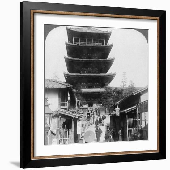 The West Side of the Five-Storey Yasaka Pagoda, Kyoto, Japan, 1904-Underwood & Underwood-Framed Photographic Print