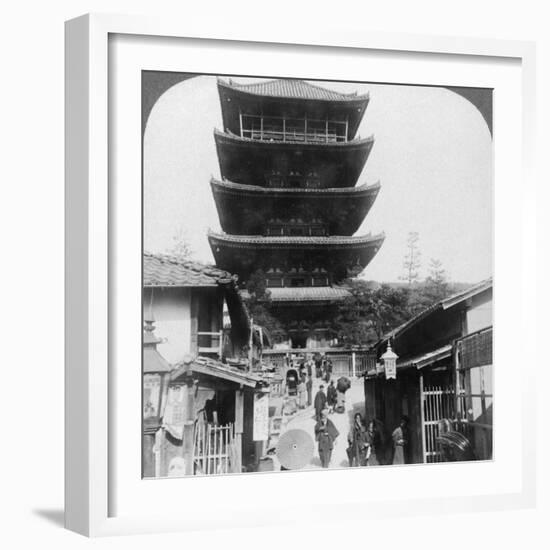 The West Side of the Five-Storey Yasaka Pagoda, Kyoto, Japan, 1904-Underwood & Underwood-Framed Photographic Print