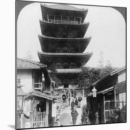 The West Side of the Five-Storey Yasaka Pagoda, Kyoto, Japan, 1904-Underwood & Underwood-Mounted Photographic Print