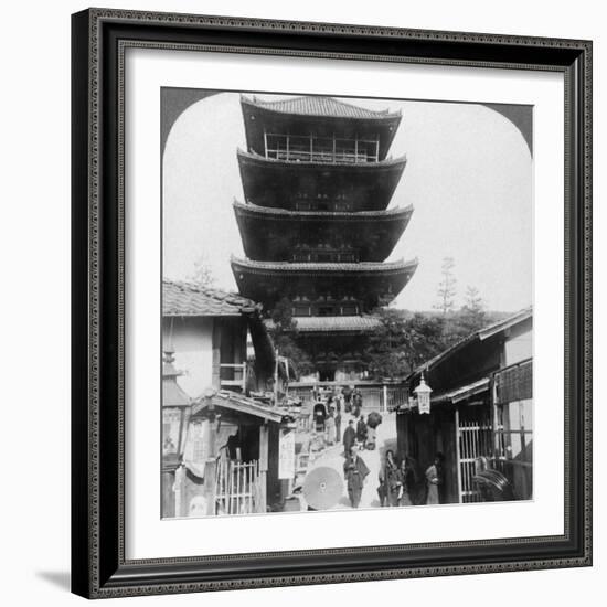 The West Side of the Five-Storey Yasaka Pagoda, Kyoto, Japan, 1904-Underwood & Underwood-Framed Photographic Print