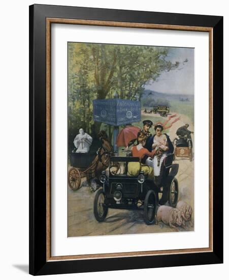 The Wet Nurse, 1900 Poster by Wilhio of Paris for De Dion Bouton Automobiles-null-Framed Giclee Print