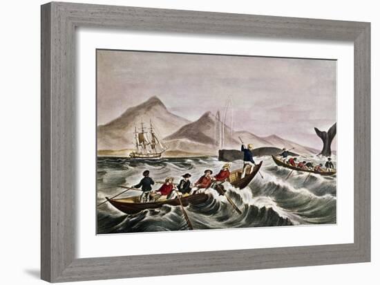 The Whale Fishery Layin On-Currier & Ives-Framed Giclee Print