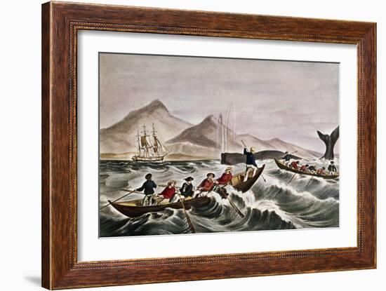 The Whale Fishery Layin On-Currier & Ives-Framed Giclee Print