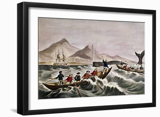 The Whale Fishery Layin On-Currier & Ives-Framed Giclee Print