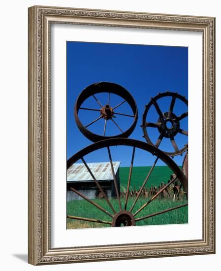The Wheel Fence and Barn, Uniontown, Whitman County, Washington, USA-Brent Bergherm-Framed Photographic Print