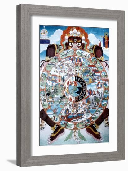 The Wheel of Life, Tibet, 19th-20th Century-null-Framed Premium Giclee Print