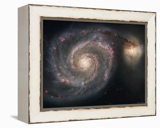 The Whirlpool Galaxy (M51) and Companion Galaxy-Stocktrek Images-Framed Premier Image Canvas