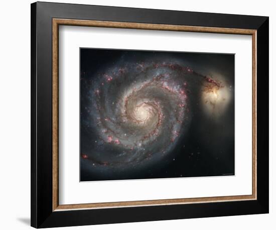 The Whirlpool Galaxy (M51) and Companion Galaxy-Stocktrek Images-Framed Photographic Print