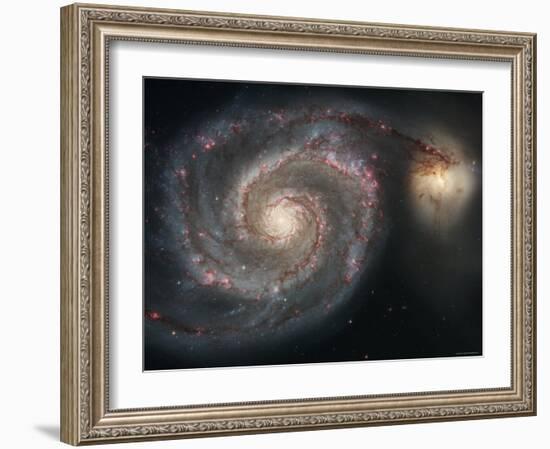 The Whirlpool Galaxy (M51) and Companion Galaxy-Stocktrek Images-Framed Photographic Print