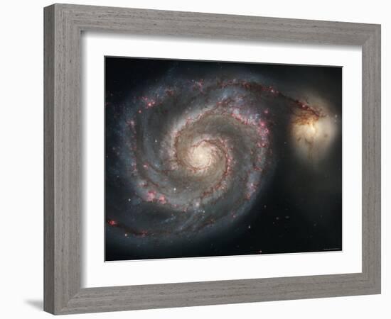 The Whirlpool Galaxy (M51) and Companion Galaxy-Stocktrek Images-Framed Photographic Print