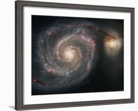 The Whirlpool Galaxy (M51) and Companion Galaxy-Stocktrek Images-Framed Photographic Print