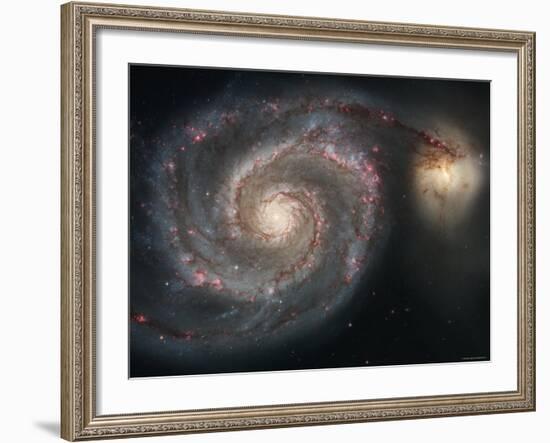 The Whirlpool Galaxy (M51) and Companion Galaxy-Stocktrek Images-Framed Photographic Print