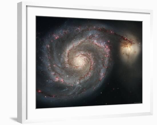 The Whirlpool Galaxy (M51) and Companion Galaxy-Stocktrek Images-Framed Photographic Print