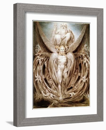 The Whirlwind: Ezekiel's Vision-William Blake-Framed Giclee Print