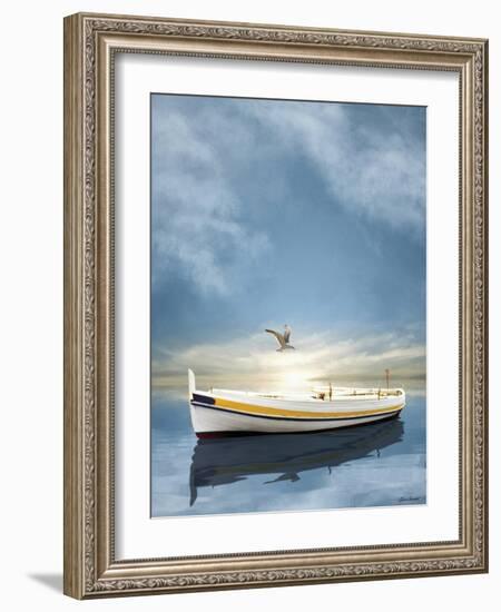 The White Boat in the Sunset-Carlos Casamayor-Framed Giclee Print