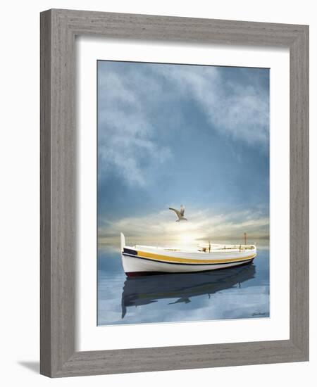 The White Boat in the Sunset-Carlos Casamayor-Framed Giclee Print