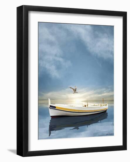 The White Boat in the Sunset-Carlos Casamayor-Framed Giclee Print