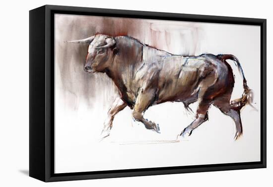 The White Bull, 2022, (charcoal and pastel on paper)-Mark Adlington-Framed Premier Image Canvas