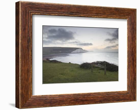 The White Cliffs of the Seven Sisters in the South Downs National Park, East Sussex, England, UK-Julian Elliott-Framed Photographic Print