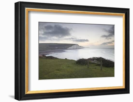 The White Cliffs of the Seven Sisters in the South Downs National Park, East Sussex, England, UK-Julian Elliott-Framed Photographic Print