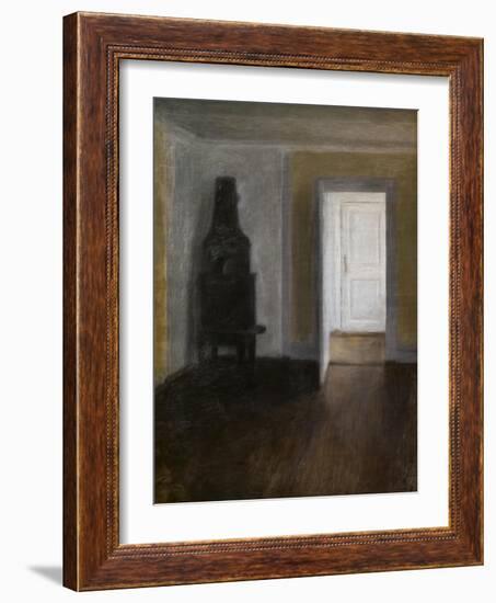 The White Door (Interior with the old stove), 1888 (oil on cavnas)-Vilhelm Hammershoi-Framed Giclee Print