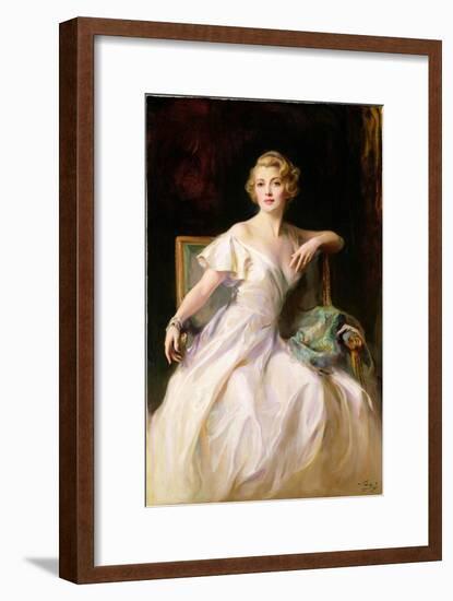 The White Dress - a Portrait of Joan Clarkson, 1935-Philip Alexius De Laszlo-Framed Giclee Print