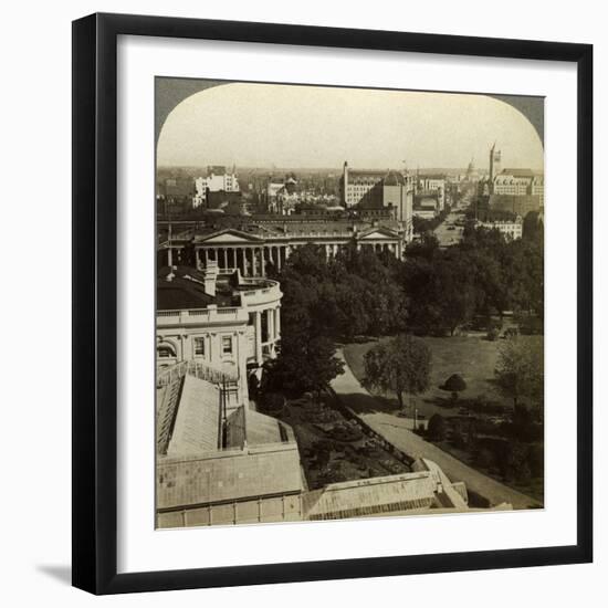 The White House and the Treasury Building, Washington DC, USA-Underwood & Underwood-Framed Photographic Print