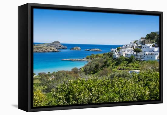 The White Houses of the Town of Lindos, Rhodes, Dodecanese Islands, Greek Islands, Greece, Europe-Michael Runkel-Framed Premier Image Canvas