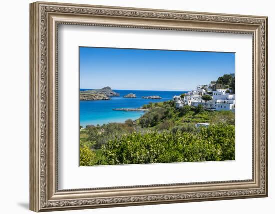 The White Houses of the Town of Lindos, Rhodes, Dodecanese Islands, Greek Islands, Greece, Europe-Michael Runkel-Framed Photographic Print