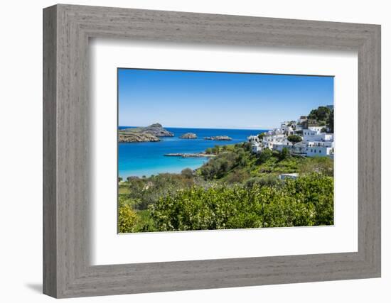 The White Houses of the Town of Lindos, Rhodes, Dodecanese Islands, Greek Islands, Greece, Europe-Michael Runkel-Framed Photographic Print