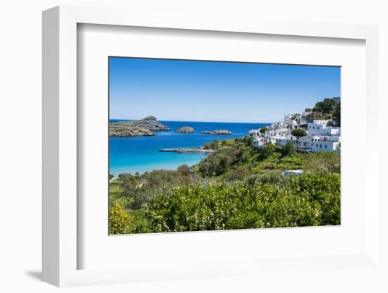 The White Houses of the Town of Lindos, Rhodes, Dodecanese Islands, Greek Islands, Greece, Europe-Michael Runkel-Framed Photographic Print